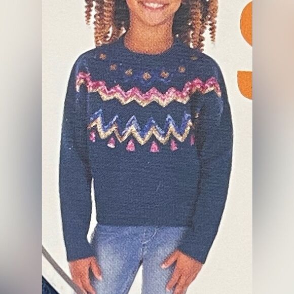 Members Mark Girls Sequin Dark Blue Favorite Sweater Size : 10/12 - Picture 1 of 7
